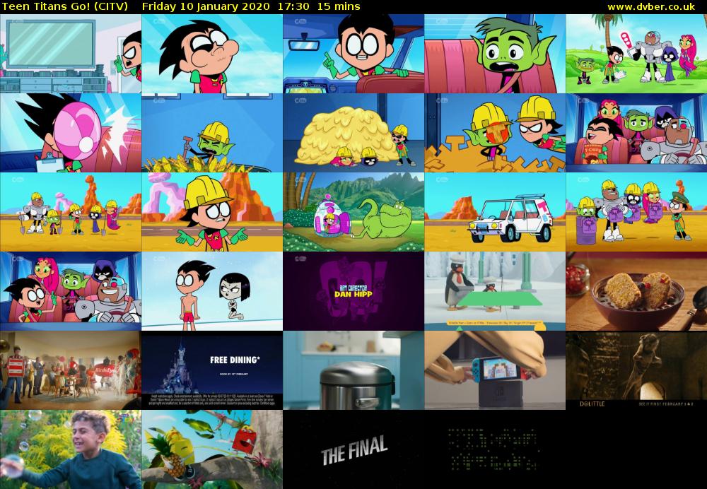 Teen Titans Go! (CITV) Friday 10 January 2020 17:30 - 17:45