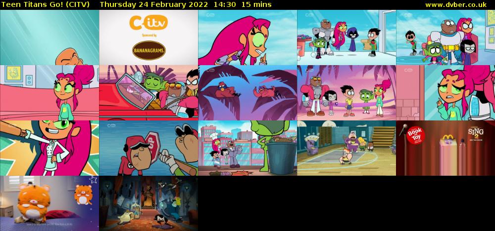 Teen Titans Go! (CITV) Thursday 24 February 2022 14:30 - 14:45