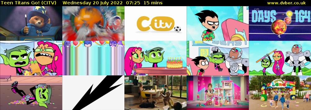 Teen Titans Go! (CITV) Wednesday 20 July 2022 07:25 - 07:40