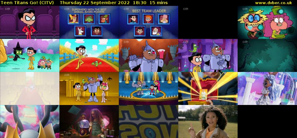 Teen Titans Go! (CITV) Thursday 22 September 2022 18:30 - 18:45
