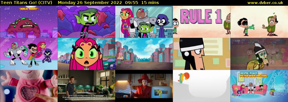 Teen Titans Go! (CITV) Monday 26 September 2022 09:55 - 10:10