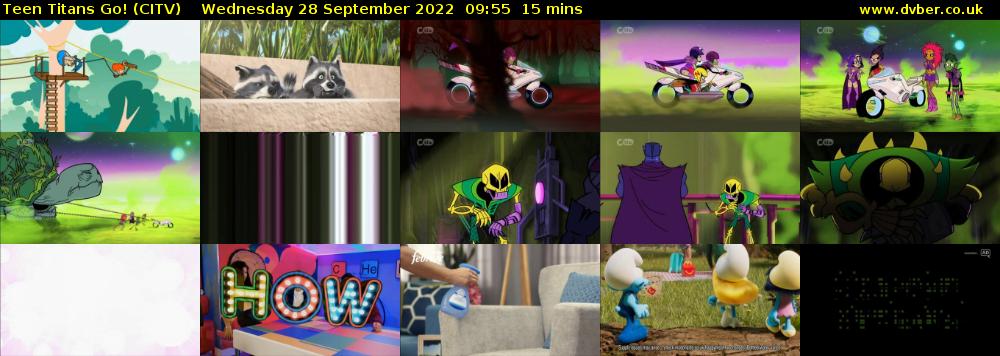 Teen Titans Go! (CITV) Wednesday 28 September 2022 09:55 - 10:10