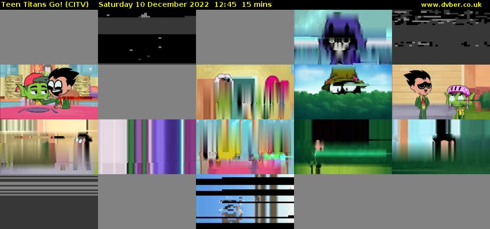 Teen Titans Go! (CITV) Saturday 10 December 2022 12:45 - 13:00