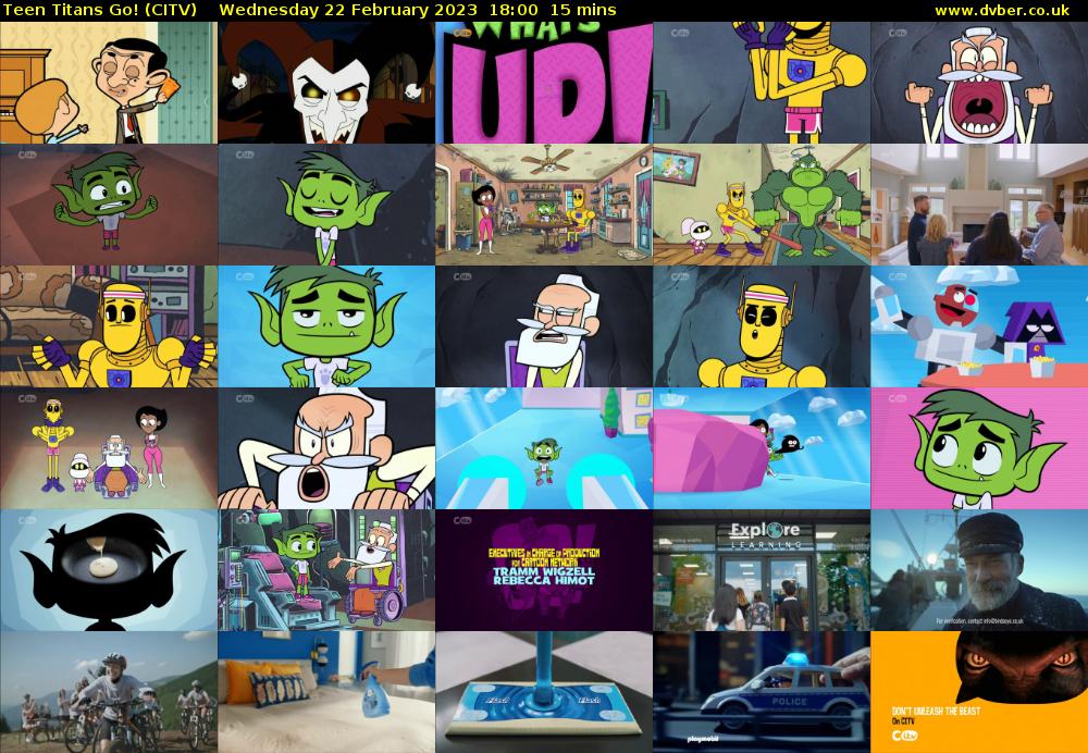 Teen Titans Go! (CITV) Wednesday 22 February 2023 18:00 - 18:15