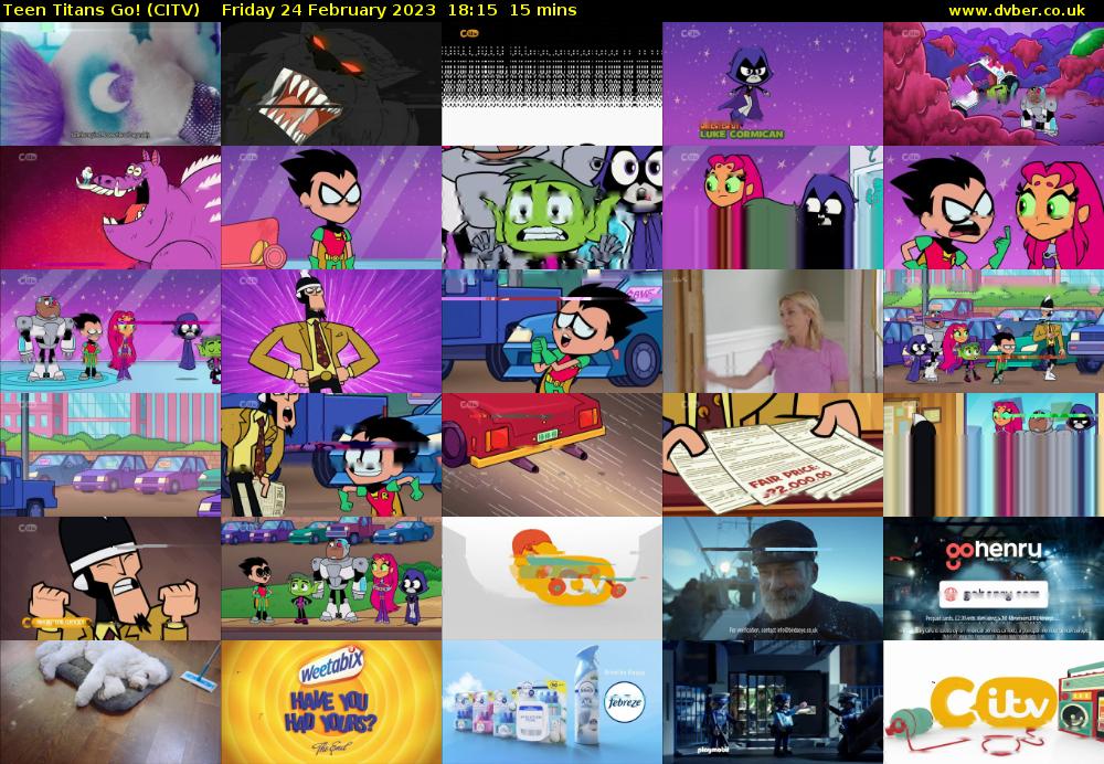Teen Titans Go! (CITV) Friday 24 February 2023 18:15 - 18:30