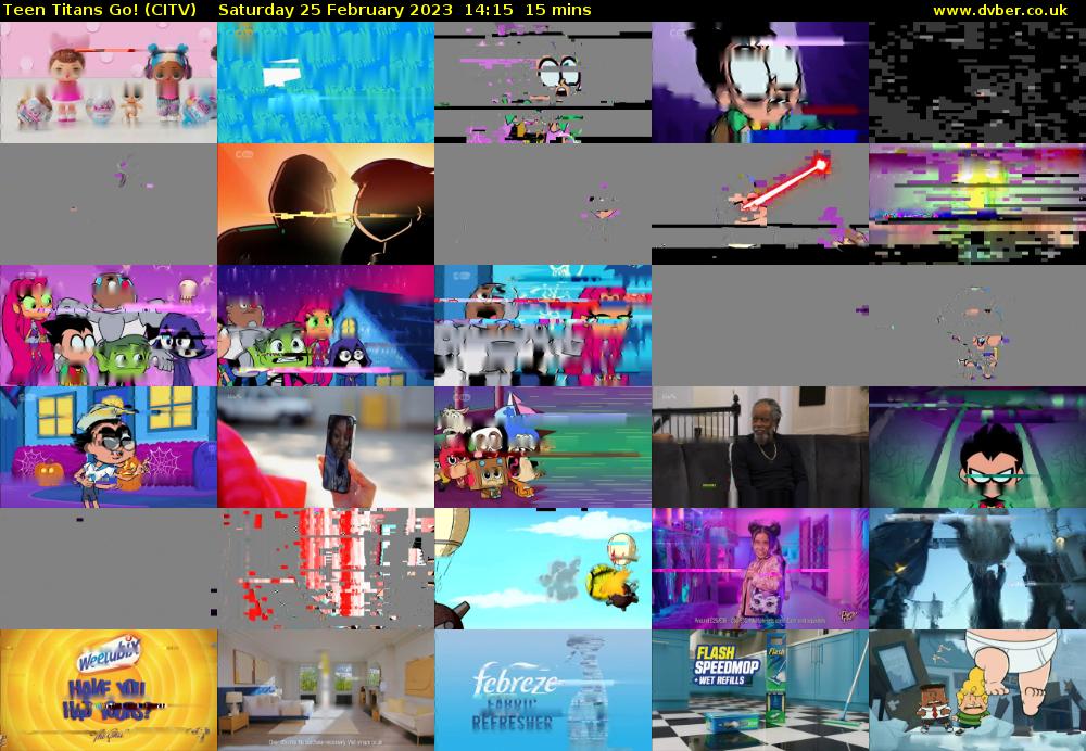 Teen Titans Go! (CITV) Saturday 25 February 2023 14:15 - 14:30