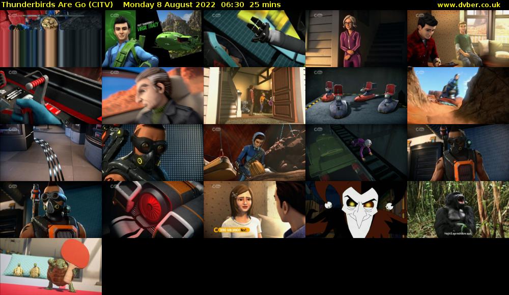 Thunderbirds Are Go (CITV) Monday 8 August 2022 06:30 - 06:55