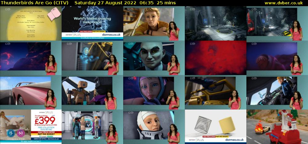 Thunderbirds Are Go (CITV) Saturday 27 August 2022 06:35 - 07:00