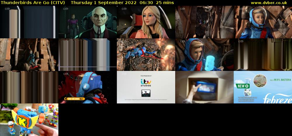 Thunderbirds Are Go (CITV) Thursday 1 September 2022 06:30 - 06:55