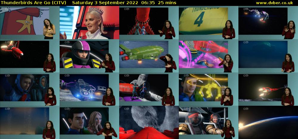 Thunderbirds Are Go (CITV) Saturday 3 September 2022 06:35 - 07:00