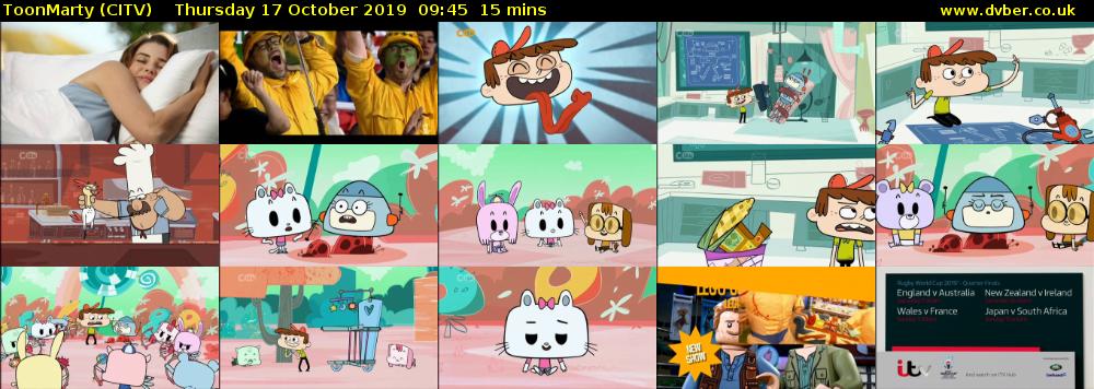 ToonMarty (CITV) Thursday 17 October 2019 09:45 - 10:00