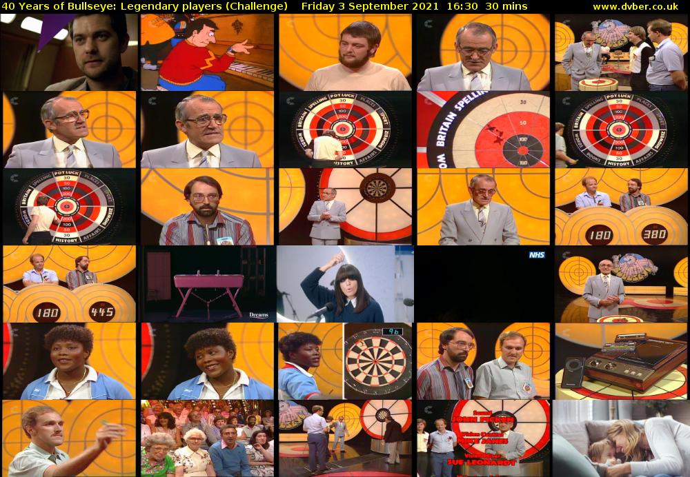 40 Years of Bullseye: Legendary players (Challenge) Friday 3 September 2021 17:30 - 18:00