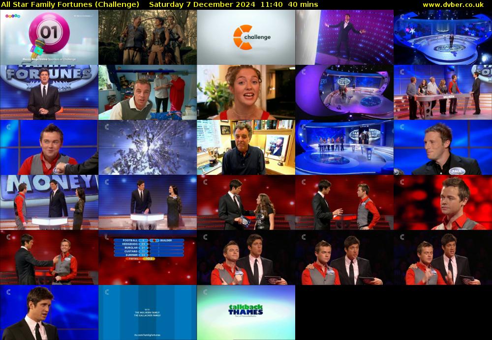 All Star Family Fortunes (Challenge) Saturday 7 December 2024 11:40 - 12:20