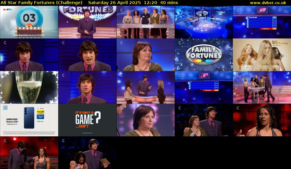All Star Family Fortunes (Challenge) Saturday 26 April 2025 12:20 - 13:00