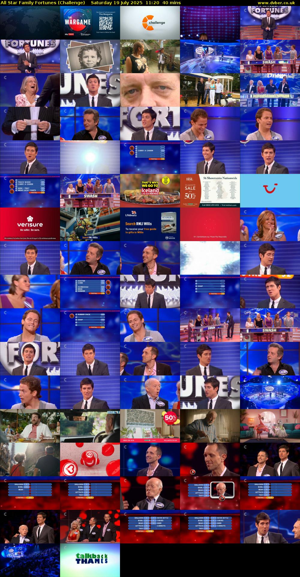 All Star Family Fortunes (Challenge) Saturday 19 July 2025 11:20 - 12:00