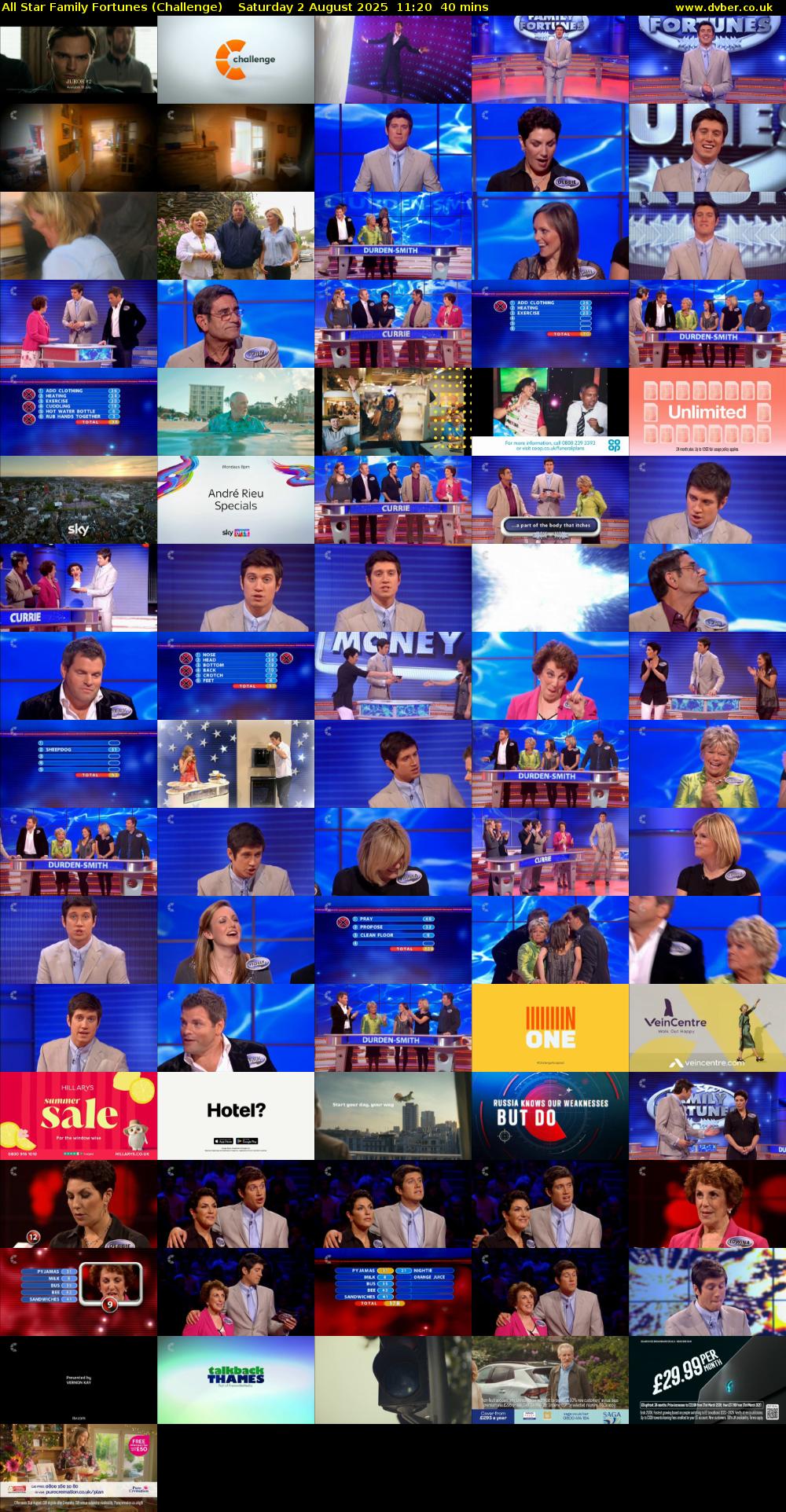 All Star Family Fortunes (Challenge) Saturday 2 August 2025 11:20 - 12:00