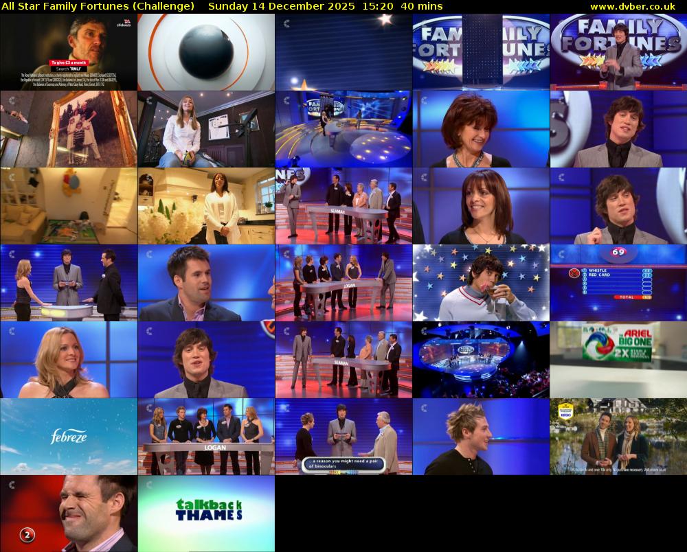 All Star Family Fortunes (Challenge) Sunday 14 December 2025 15:20 - 16:00