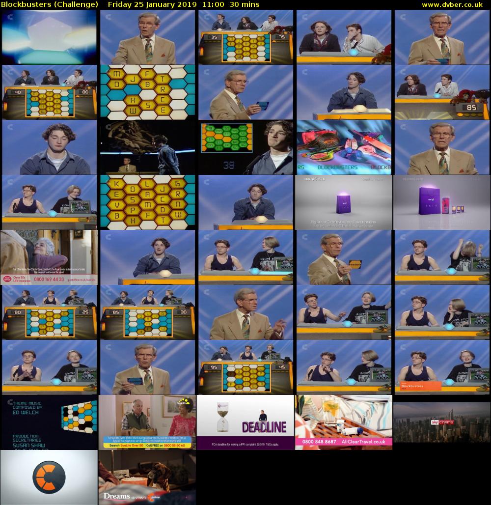 Blockbusters (Challenge) Friday 25 January 2019 04:50 - 11:30