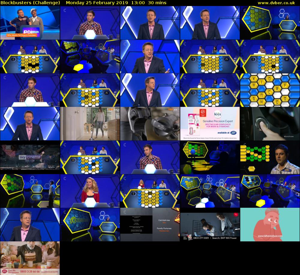 Blockbusters (Challenge) Monday 25 February 2019 13:00 - 13:30