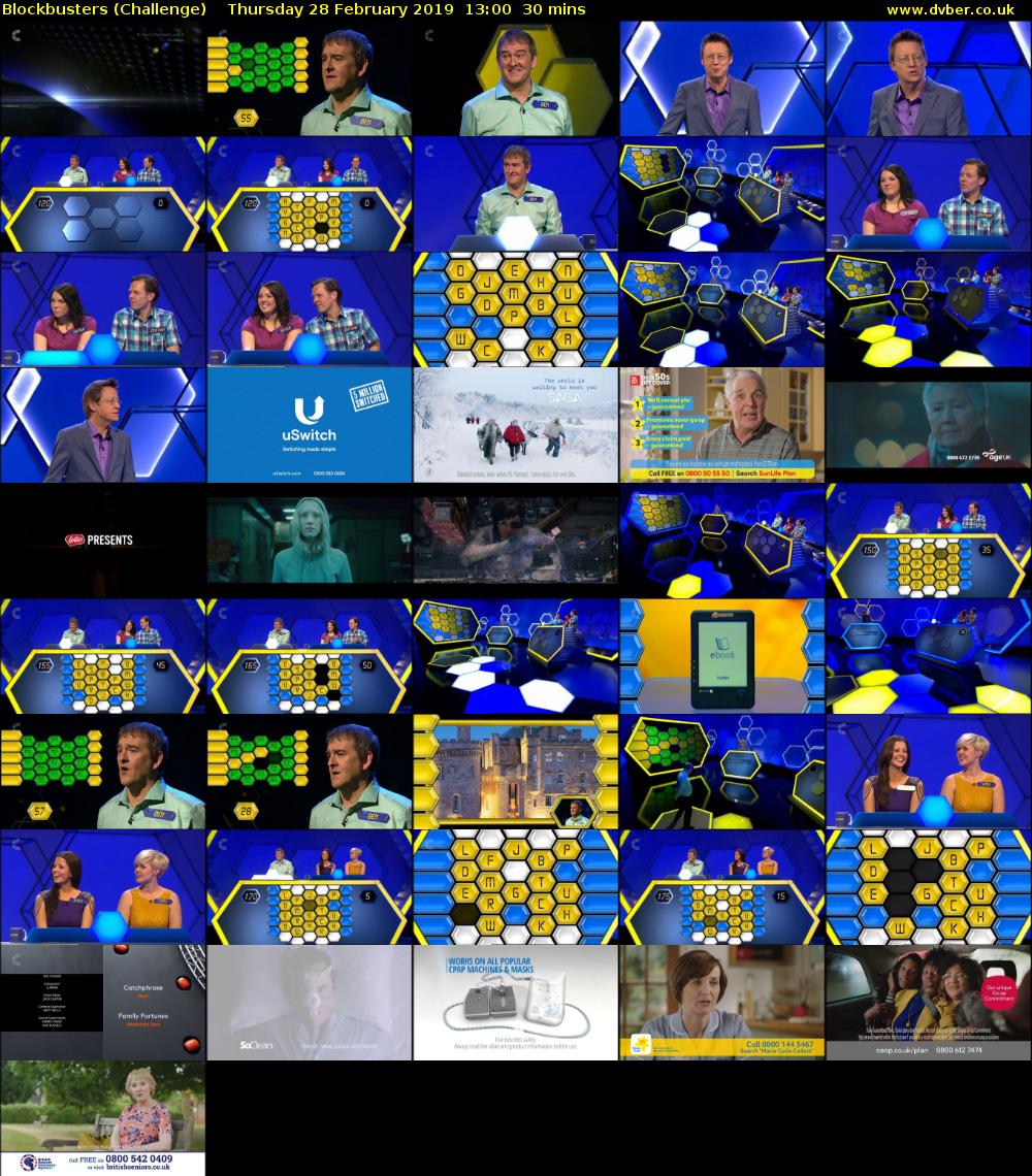 Blockbusters (Challenge) Thursday 28 February 2019 13:00 - 13:30
