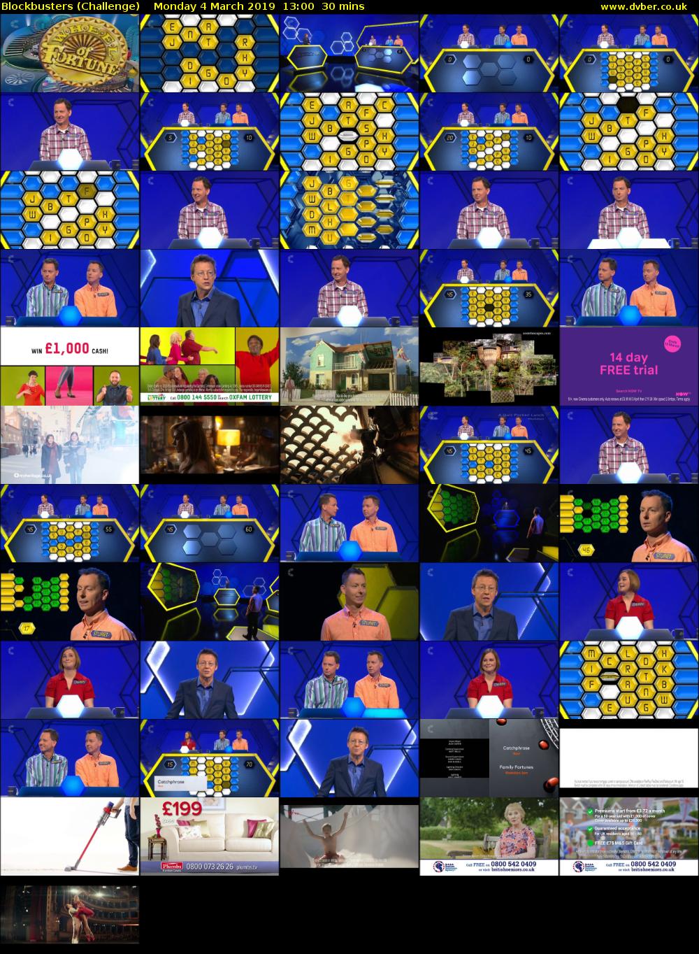 Blockbusters (Challenge) Monday 4 March 2019 13:00 - 13:30