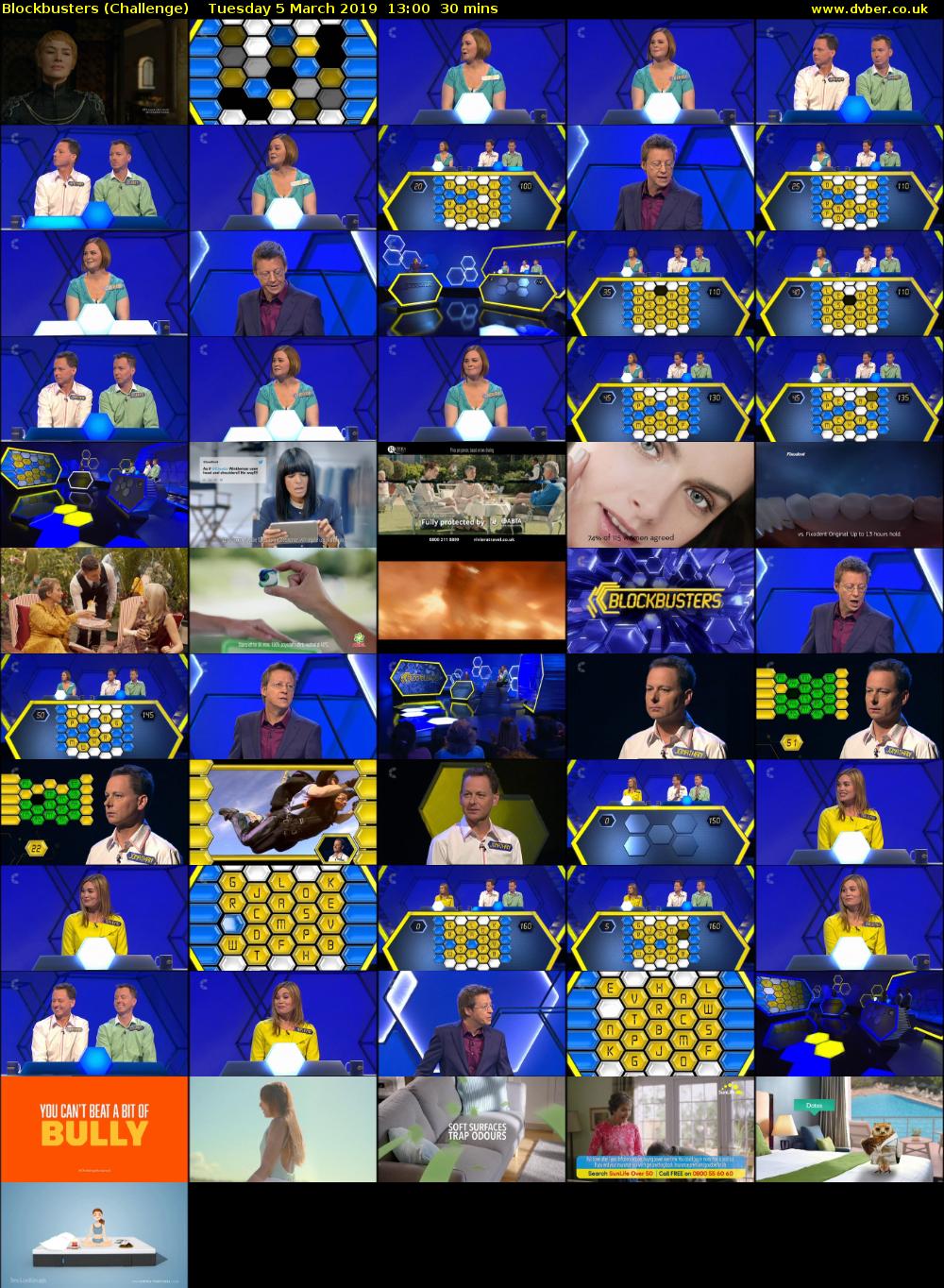 Blockbusters (Challenge) Tuesday 5 March 2019 13:00 - 13:30