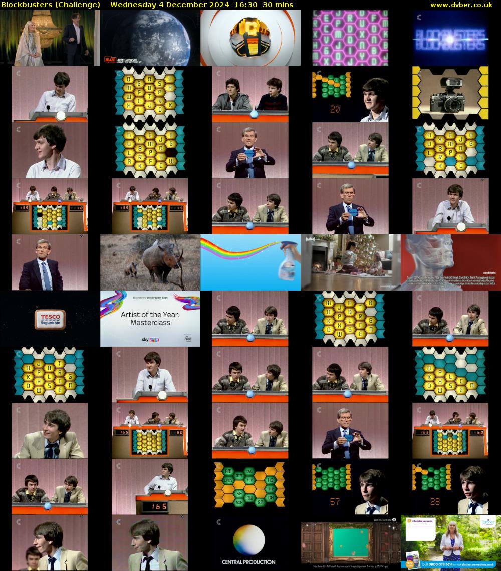 Blockbusters (Challenge) Wednesday 4 December 2024 16:30 - 17:00