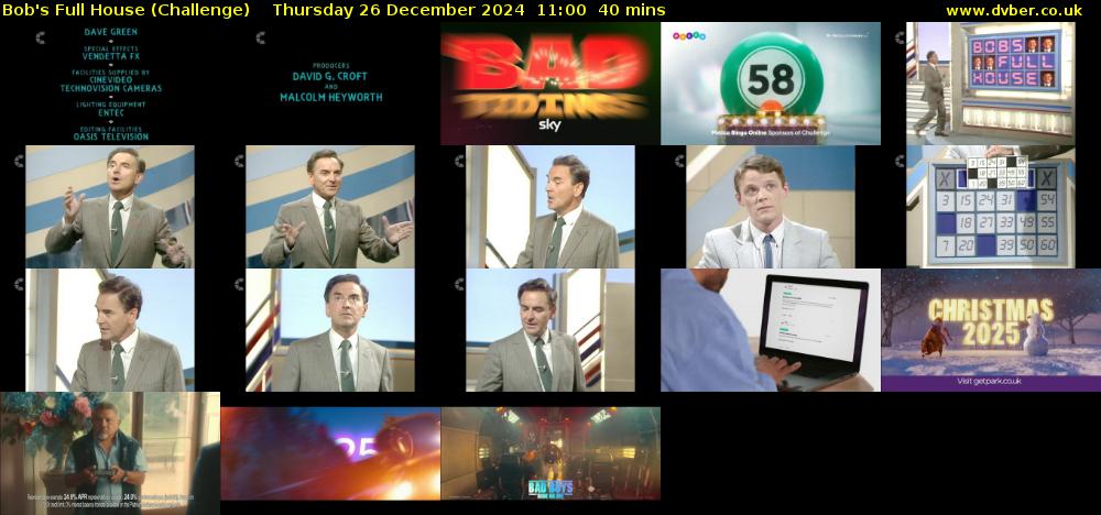 Bob's Full House (Challenge) Thursday 26 December 2024 11:00 - 11:40