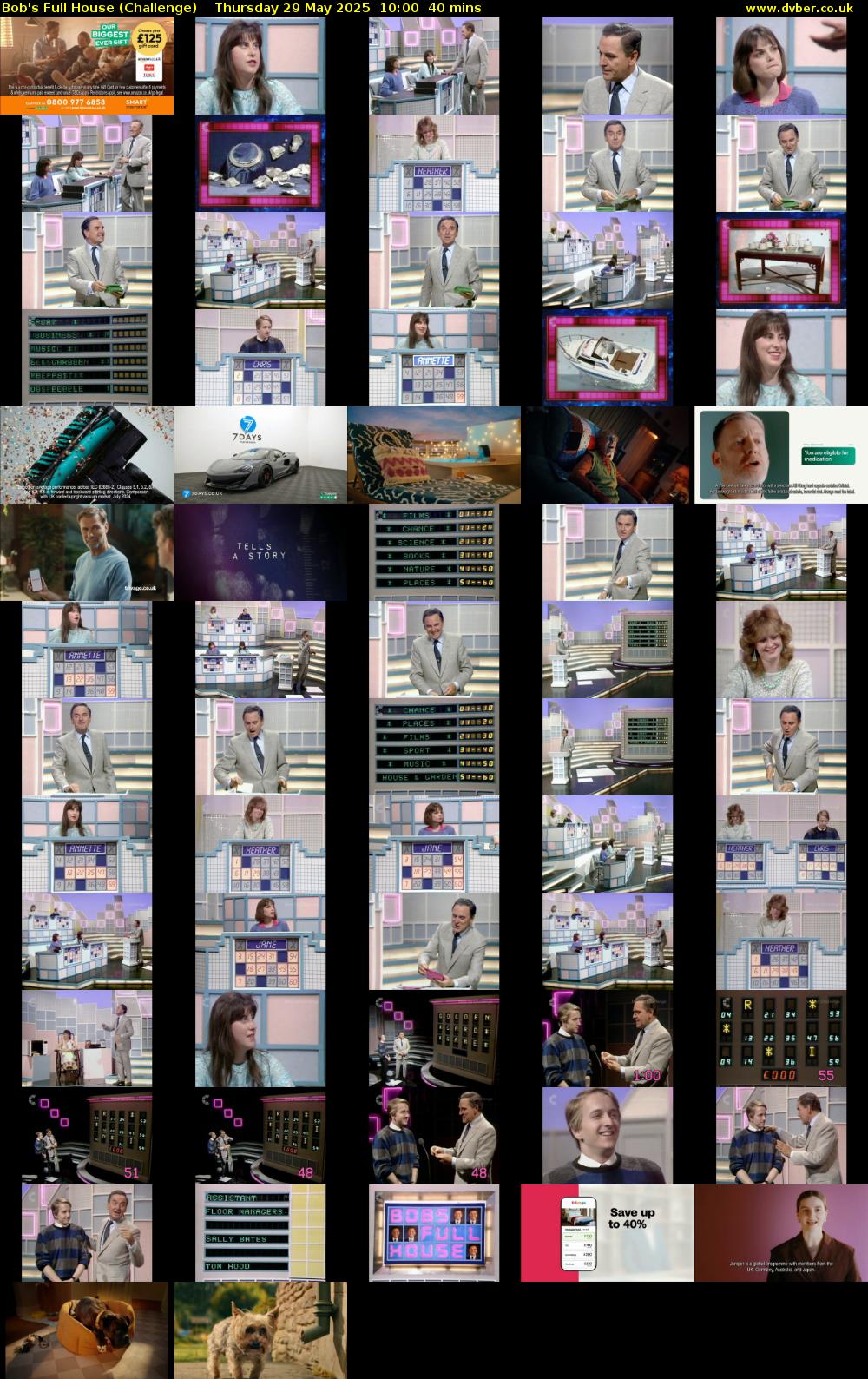 Bob's Full House (Challenge) Thursday 29 May 2025 10:00 - 10:40