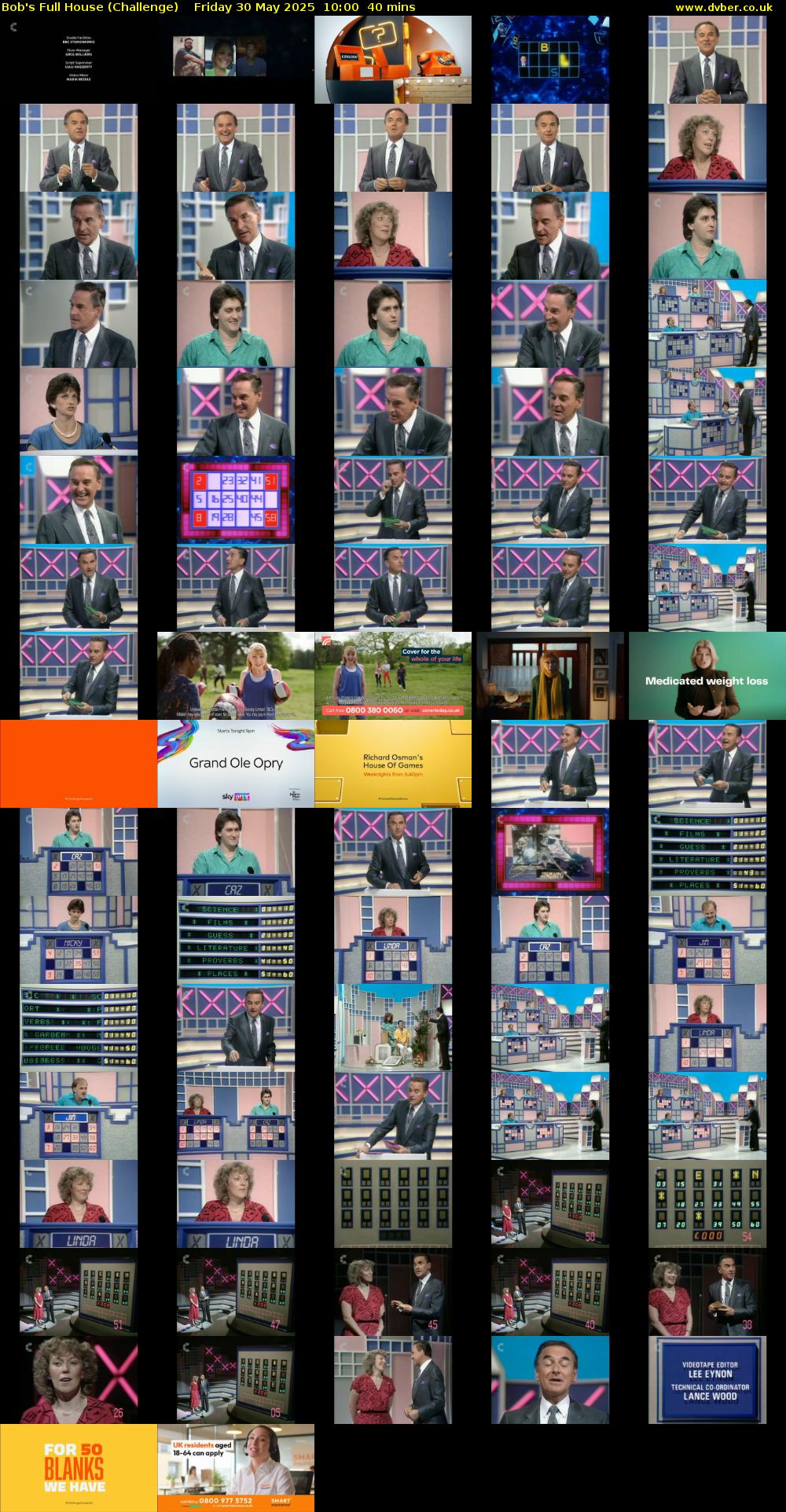 Bob's Full House (Challenge) Friday 30 May 2025 10:00 - 10:40