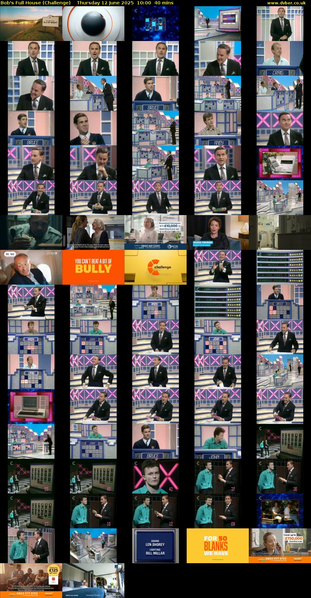 Bob's Full House (Challenge) Thursday 12 June 2025 10:00 - 10:40