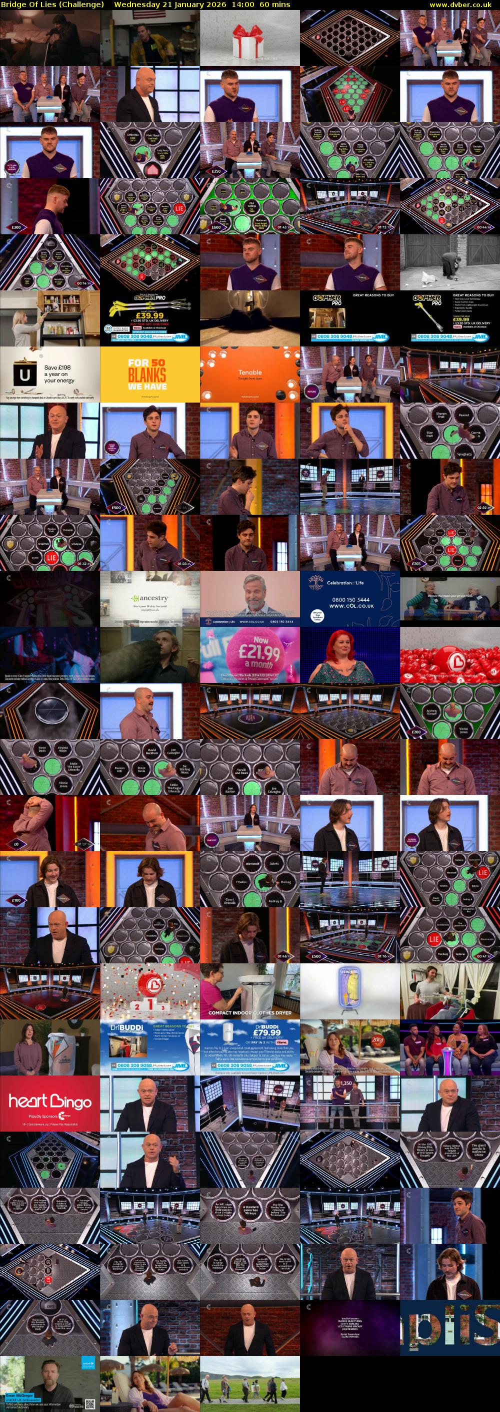 Bridge Of Lies (Challenge) Wednesday 21 January 2026 14:00 - 15:00