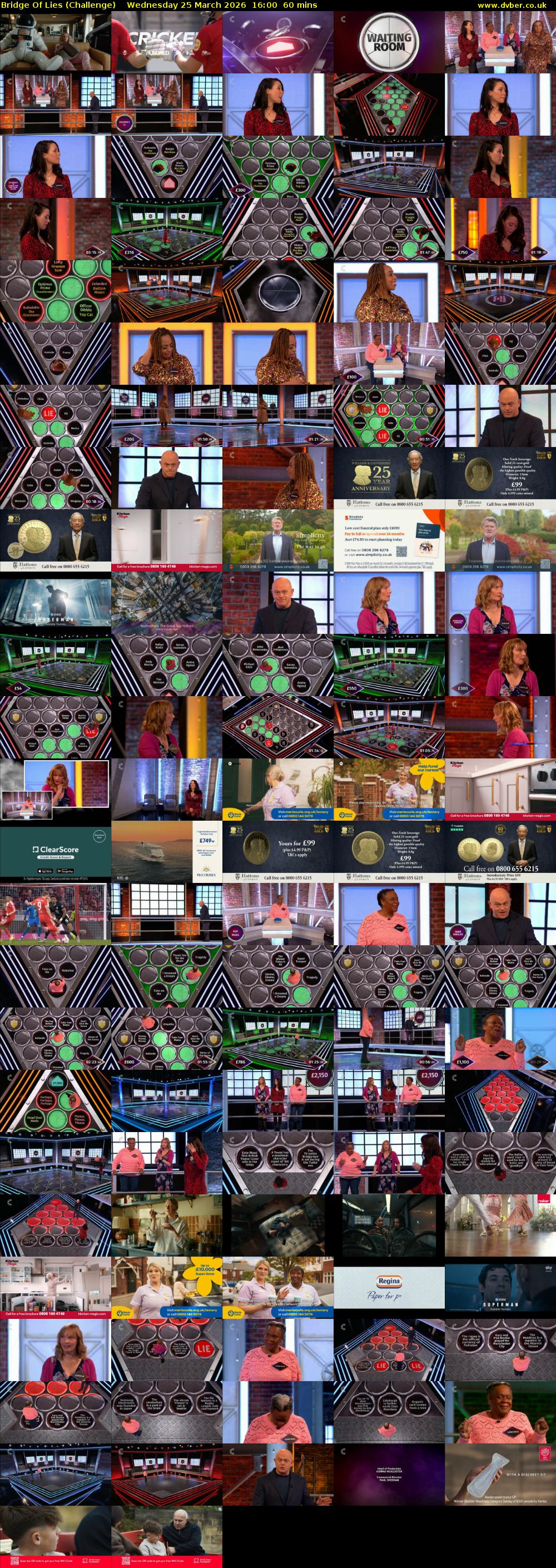 Bridge Of Lies (Challenge) Wednesday 25 March 2026 16:00 - 17:00