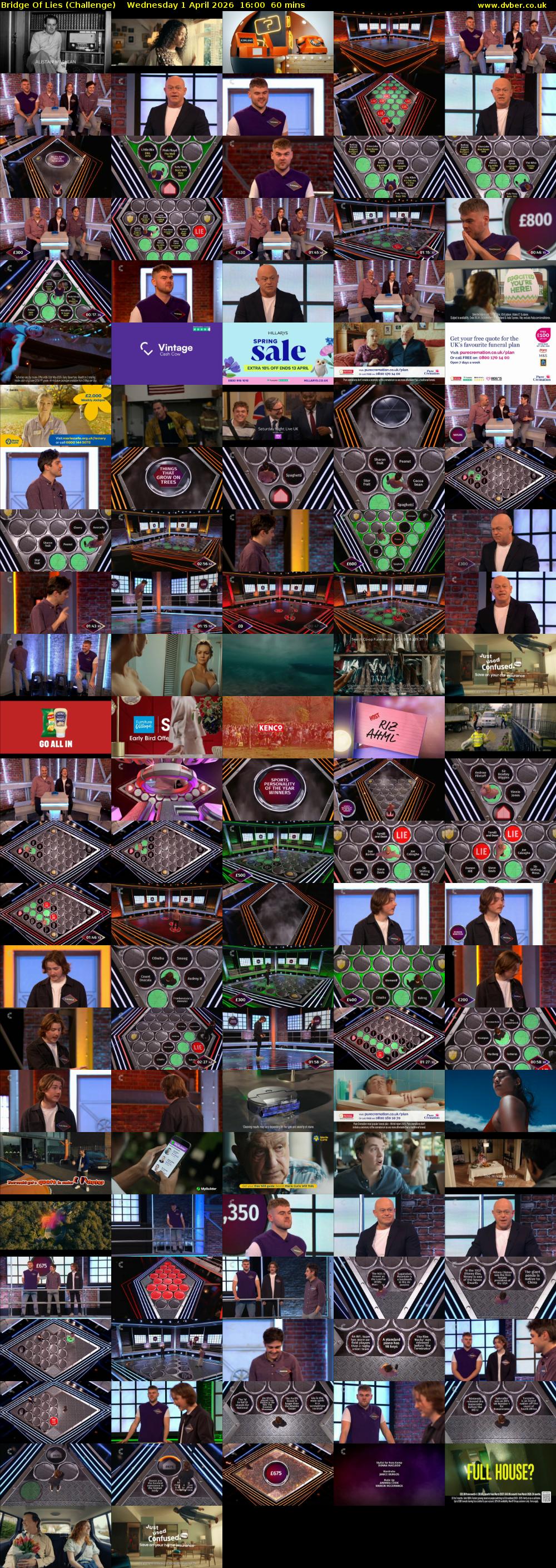 Bridge Of Lies (Challenge) Wednesday 1 April 2026 16:00 - 17:00