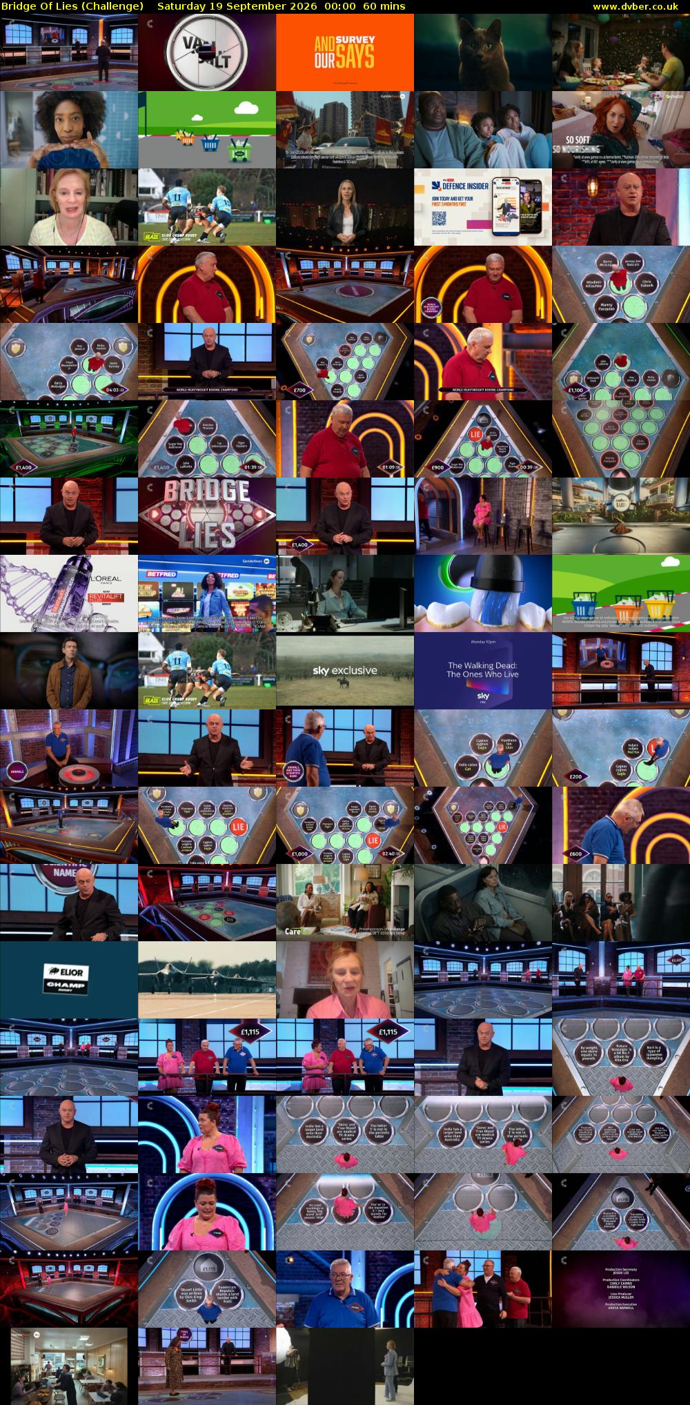 Bridge Of Lies (Challenge) Saturday 19 September 2026 00:00 - 01:00
