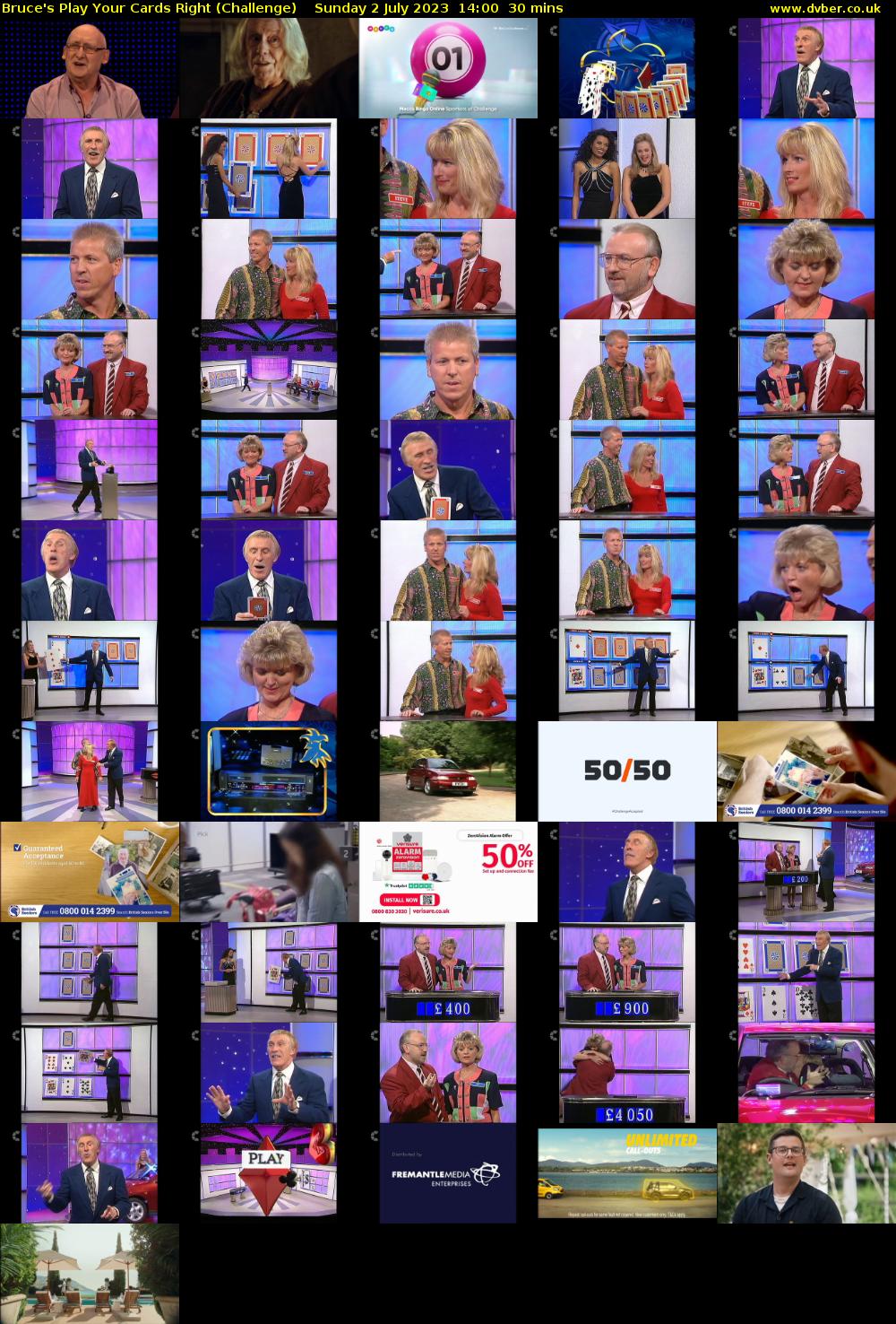 Bruce's Play Your Cards Right (Challenge) Sunday 2 July 2023 14:00 - 14:30