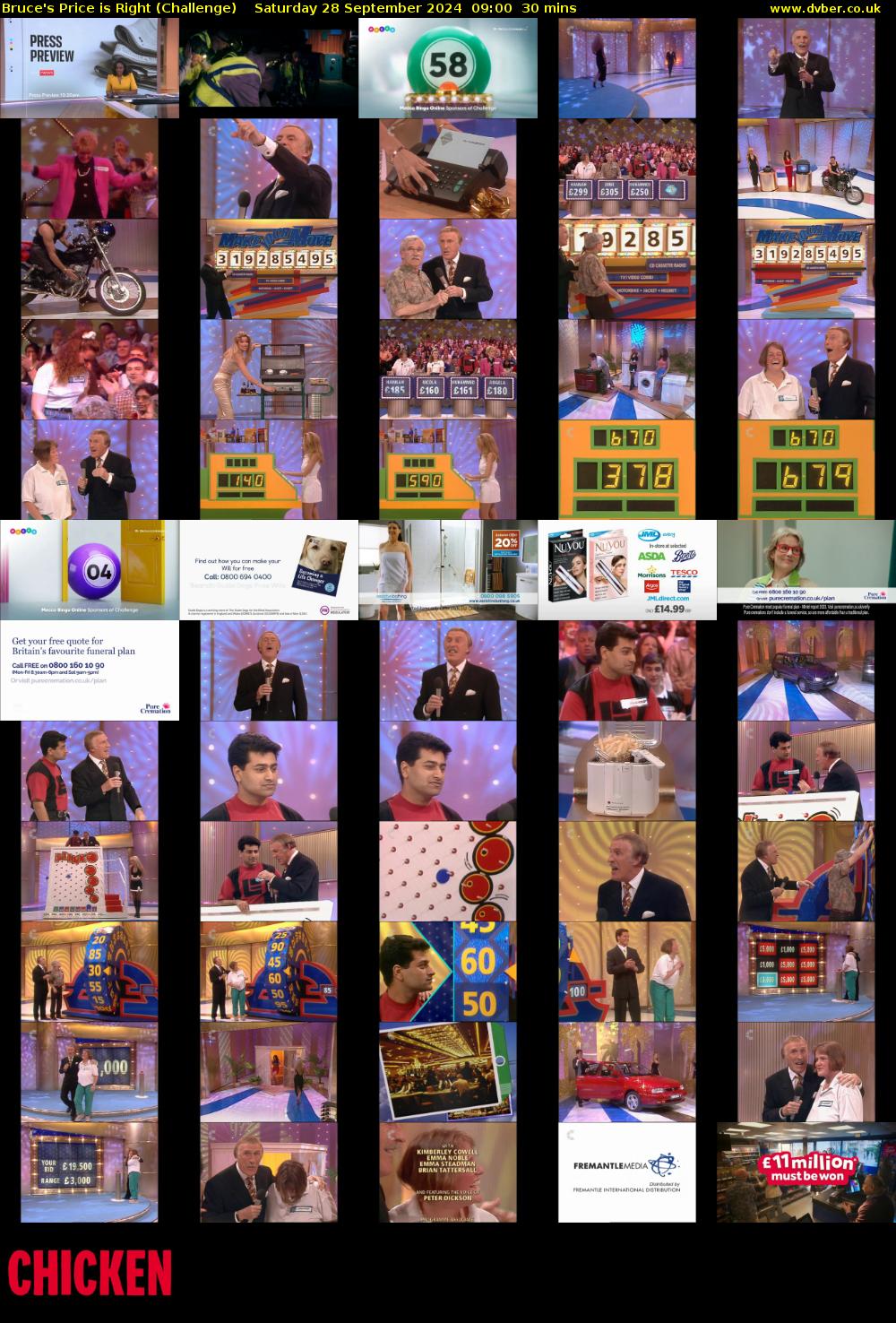 Bruce's Price Is Right (Challenge) Saturday 28 September 2024 09:00 - 09:30
