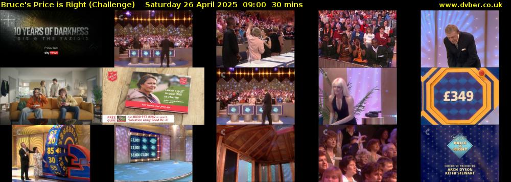 Bruce's Price Is Right (Challenge) Saturday 26 April 2025 09:00 - 09:30