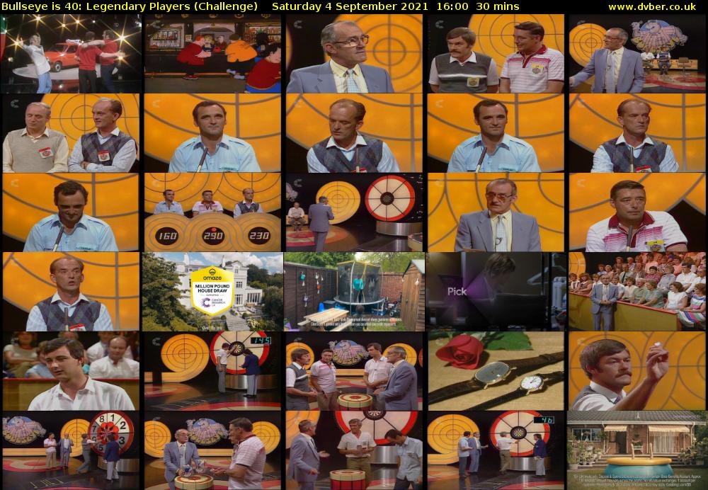 Bullseye is 40: Legendary Players (Challenge) Saturday 4 September 2021 17:00 - 17:30
