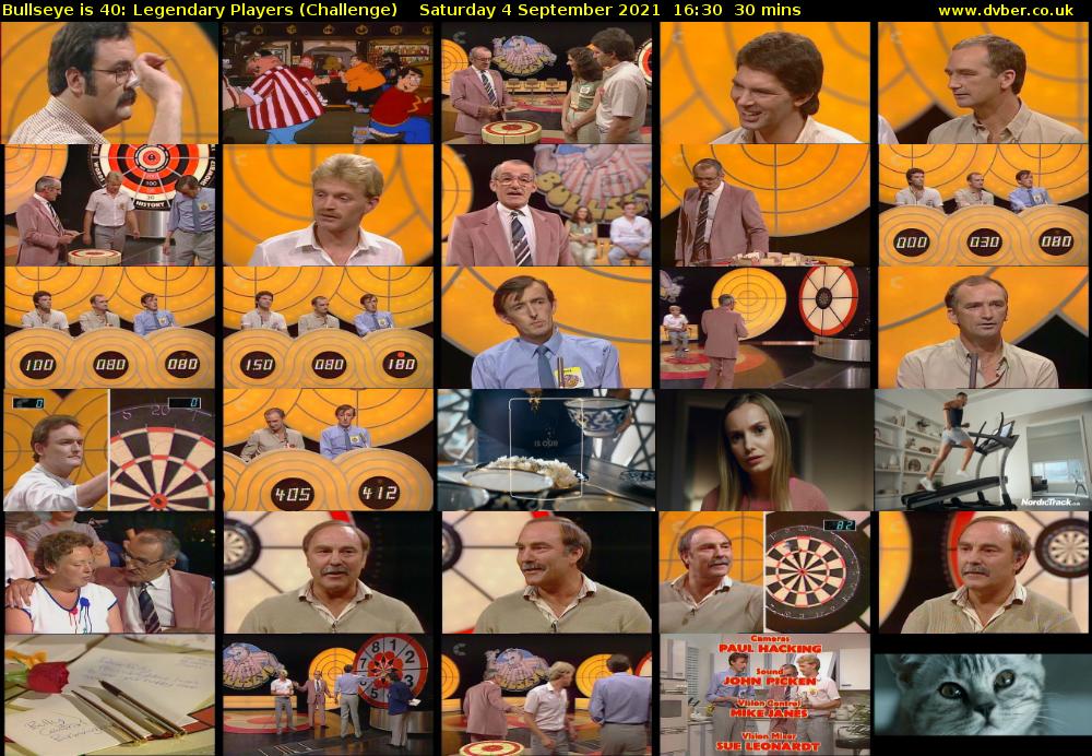 Bullseye is 40: Legendary Players (Challenge) Saturday 4 September 2021 17:30 - 18:00