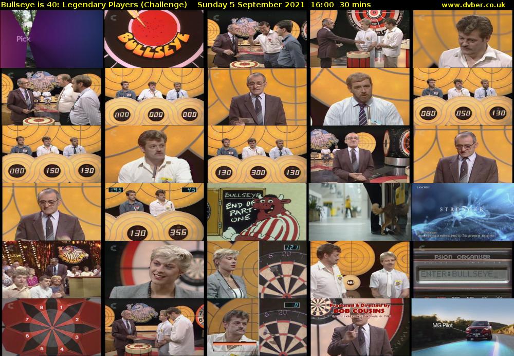 Bullseye is 40: Legendary Players (Challenge) Sunday 5 September 2021 17:00 - 17:30