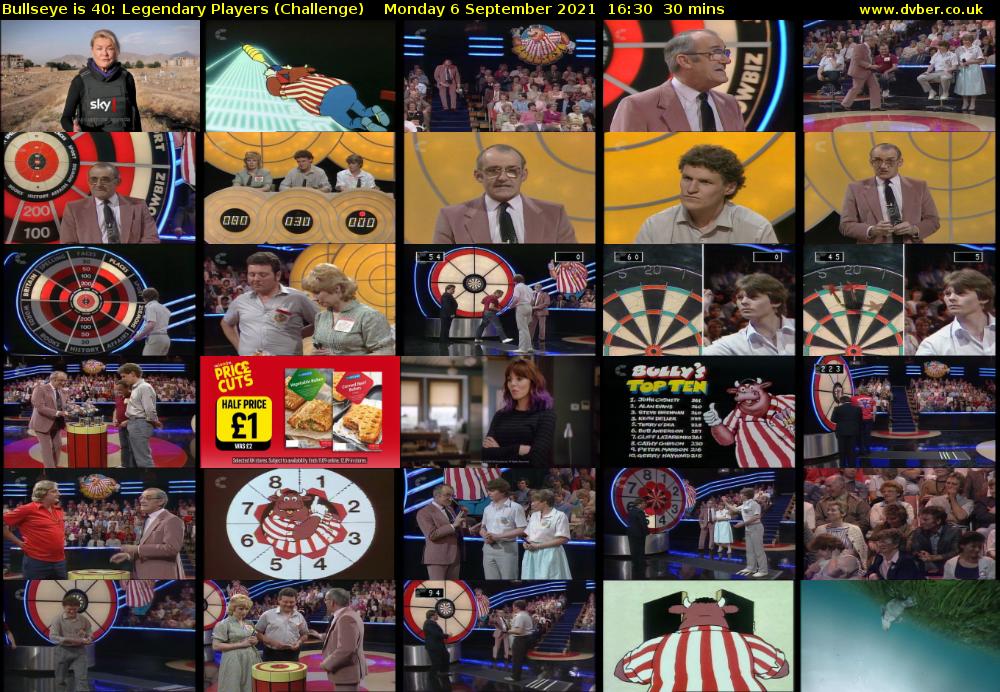 Bullseye is 40: Legendary Players (Challenge) Monday 6 September 2021 17:30 - 18:00