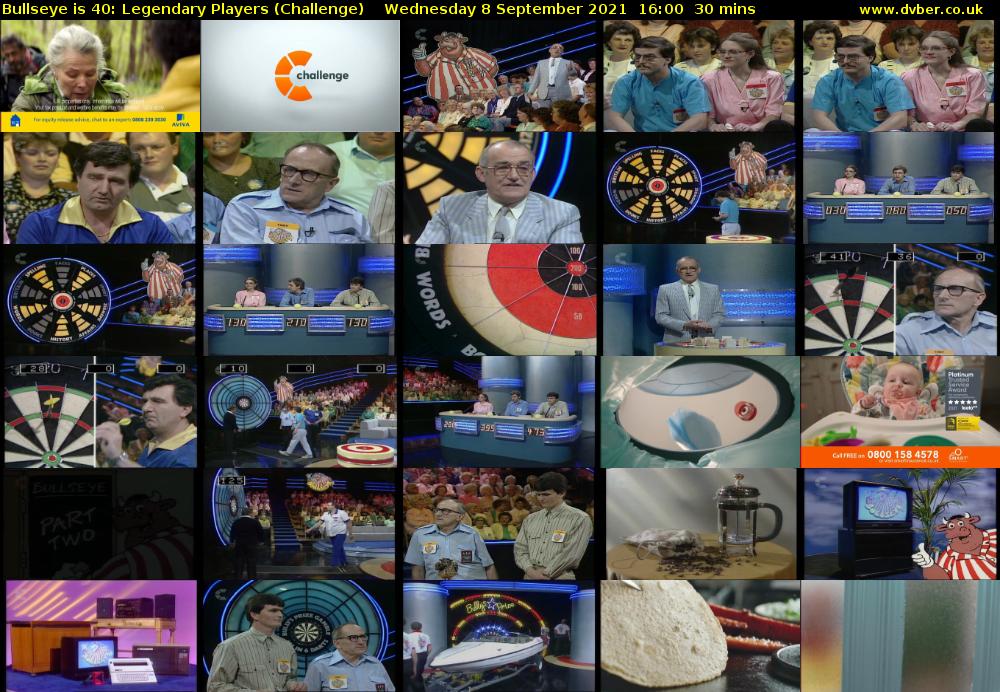 Bullseye is 40: Legendary Players (Challenge) Wednesday 8 September 2021 17:00 - 17:30