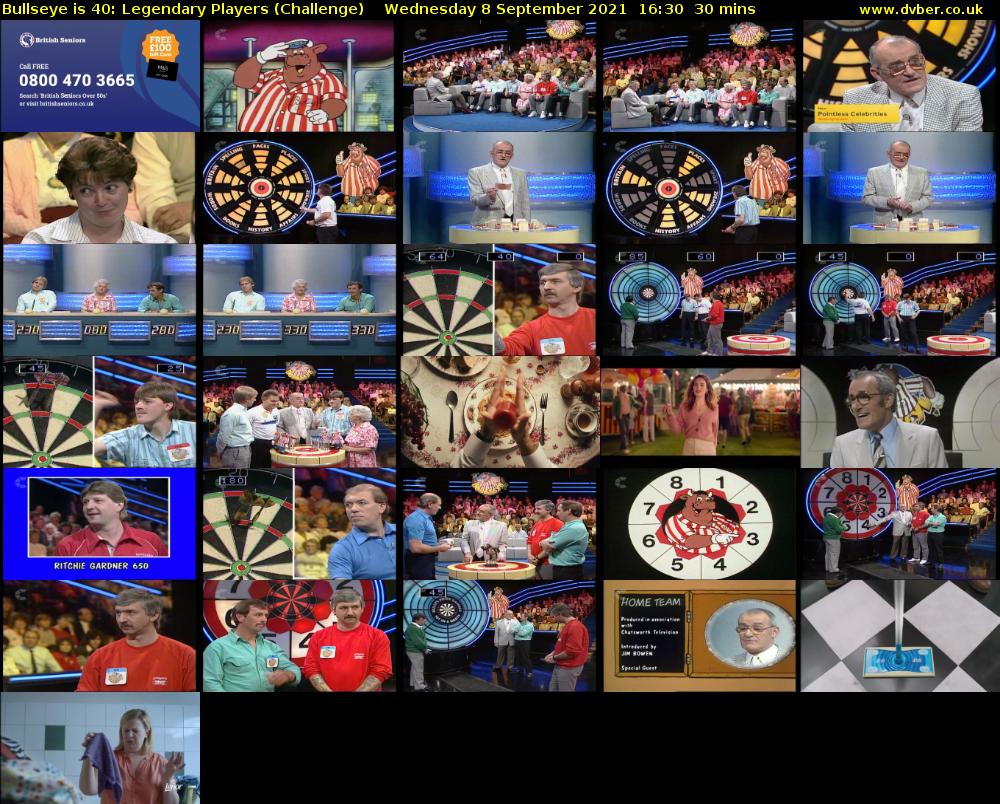 Bullseye is 40: Legendary Players (Challenge) Wednesday 8 September 2021 17:30 - 18:00