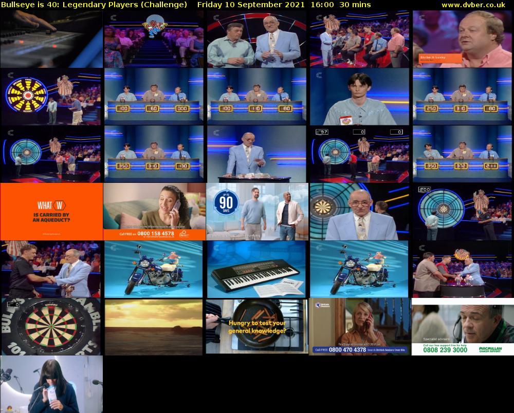 Bullseye is 40: Legendary Players (Challenge) Friday 10 September 2021 17:00 - 17:30