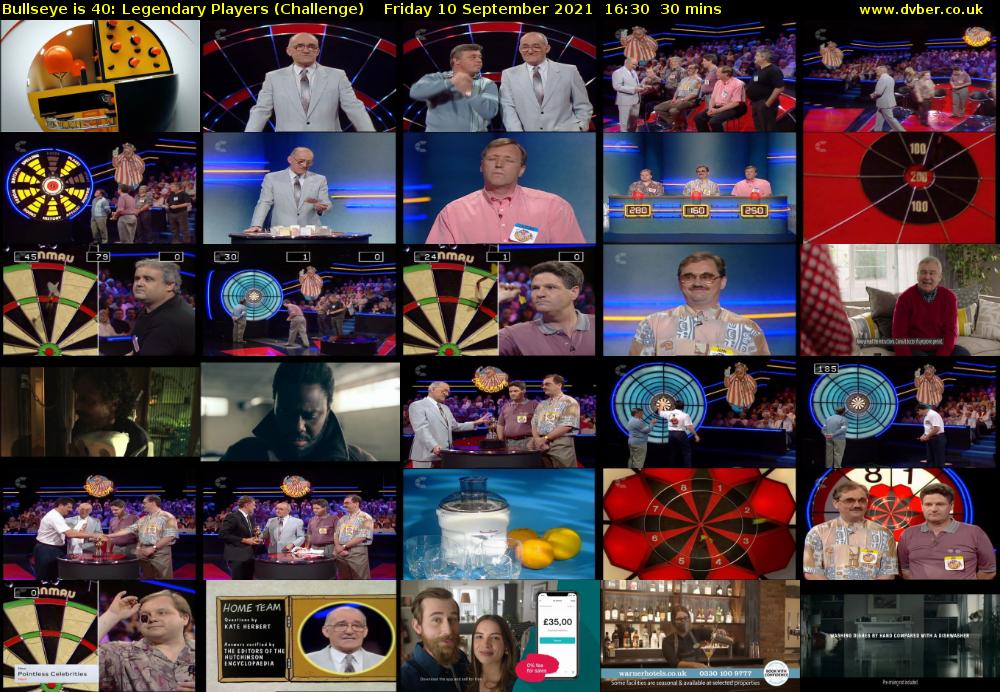 Bullseye is 40: Legendary Players (Challenge) Friday 10 September 2021 17:30 - 18:00
