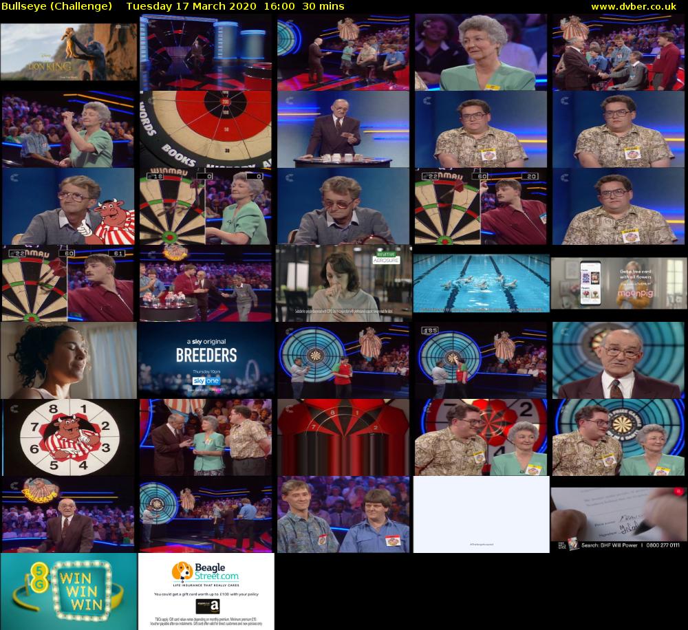 Bullseye (Challenge) Tuesday 17 March 2020 16:00 - 16:30