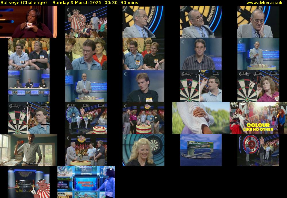 Bullseye (Challenge) Sunday 9 March 2025 00:30 - 01:00