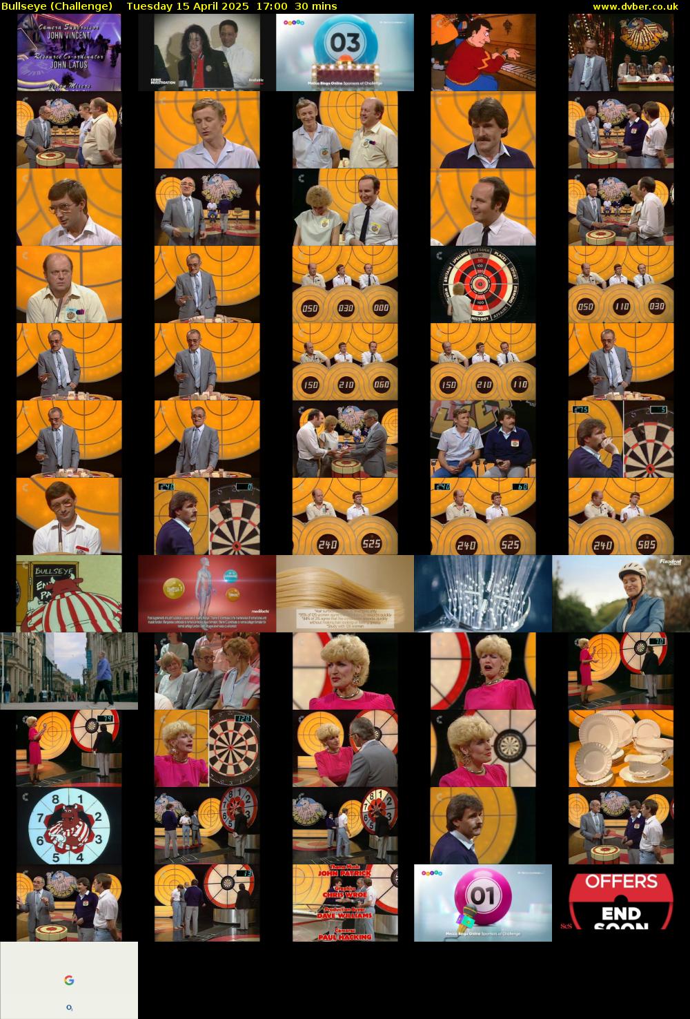 Bullseye (Challenge) Tuesday 15 April 2025 17:00 - 17:30
