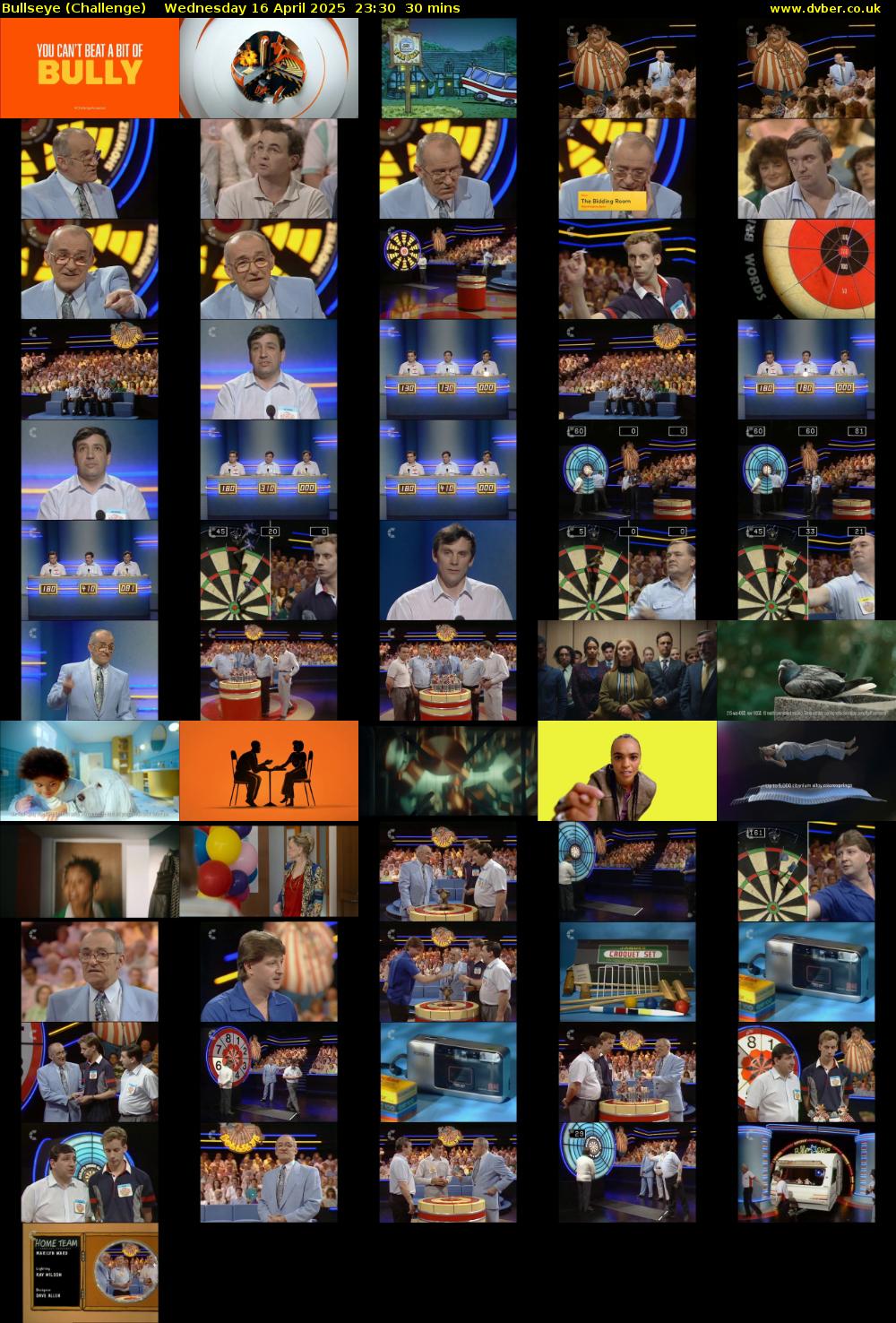 Bullseye (Challenge) Wednesday 16 April 2025 23:30 - 00:00
